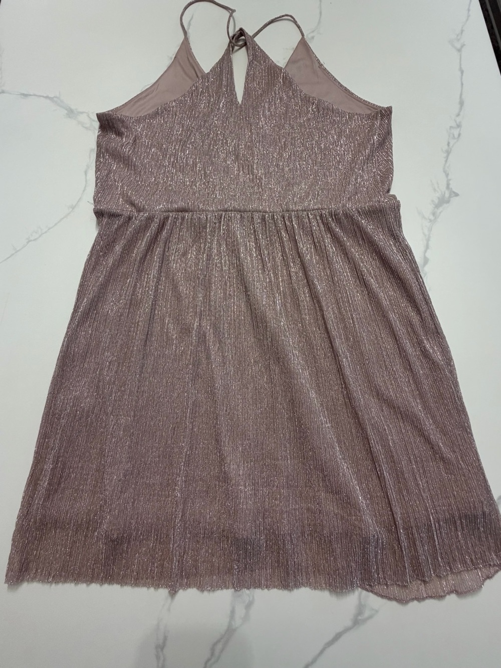 Express Sleeveless Metallic Mauve Wrap Mini Dress XL - Picture 2 of 8